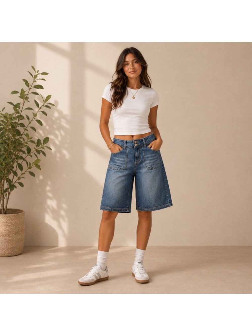 No Boundaries Y2K Wide Leg DenimBermuda Shorts Size Juniors 7